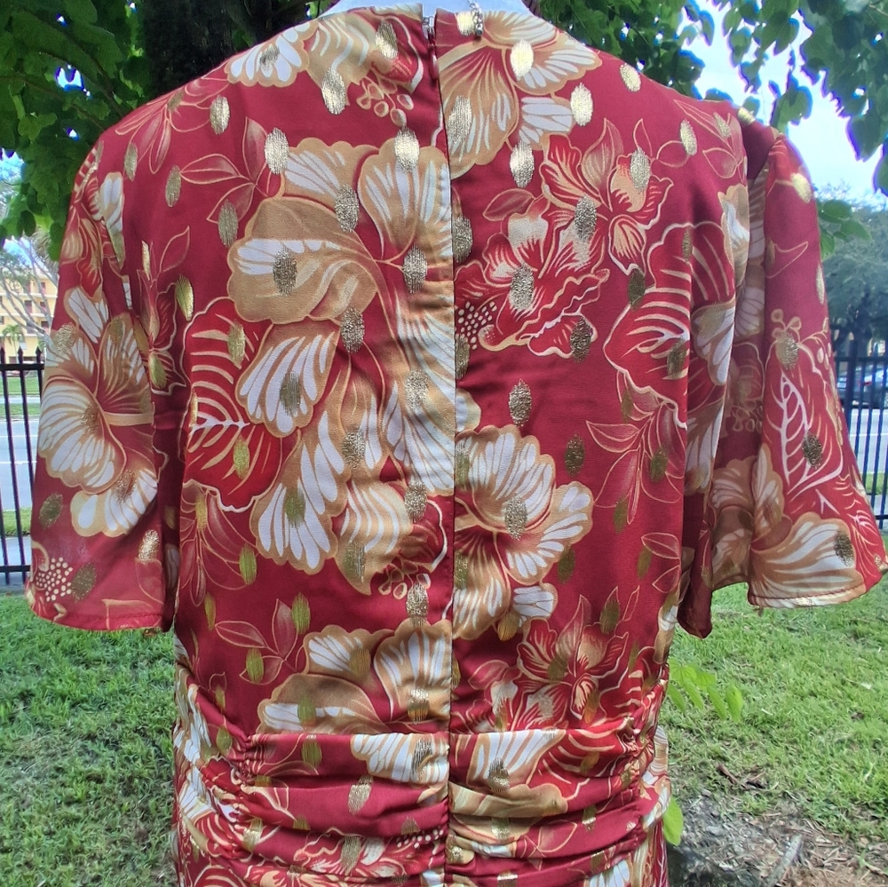 🔥NEW ELEGANT BOHO Red Floral Maxi Dress Size 14 & FREE GIFT - Picture 11 of 13